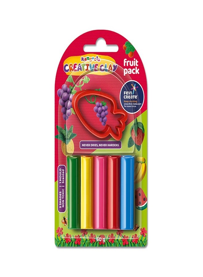 Pidilite Rangeela Creative Clay Pack Fruits (60gm)- Multi-Colour, 5 Years & Above, DIY Pack of Modelling Clay - Image 1